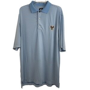 FootJoy Army Navy Country Club Golf Polo Blue White Stripe Size‎ L Performance